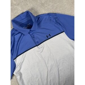 Under‎ Armour Men's UA Playoff 2.0 Colorblock Performance Golf Polo Shirt Blue L